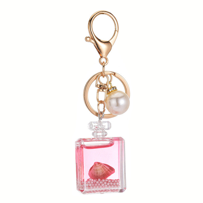 Wholesale Pearl Shell Acrylic Perfume Bottle Key Chain